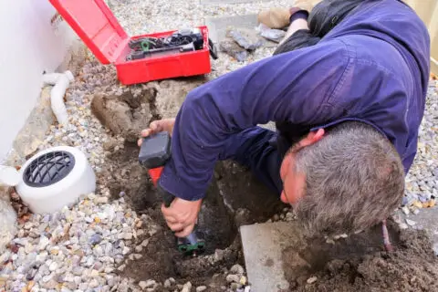 Technicien effectuant un débouchage de canalisation à Mouscron avec un équipement professionnel