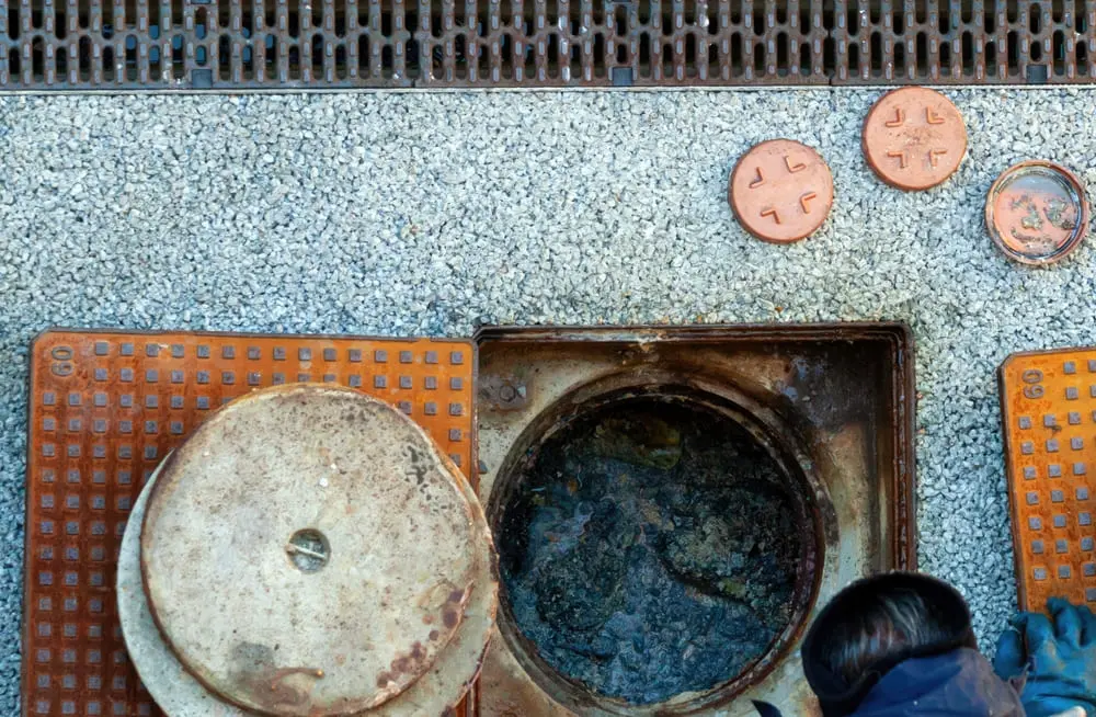 Égout bouché à Bruxelles avec regard d’évacuation obstrué nécessitant un débouchage professionnel